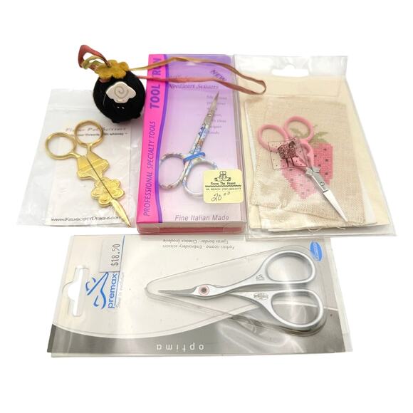 4 Unopened Vintage Embroidery Scissors w/ Black Sheep | Kelmscott, Premax, Italy - Picture 1 of 6